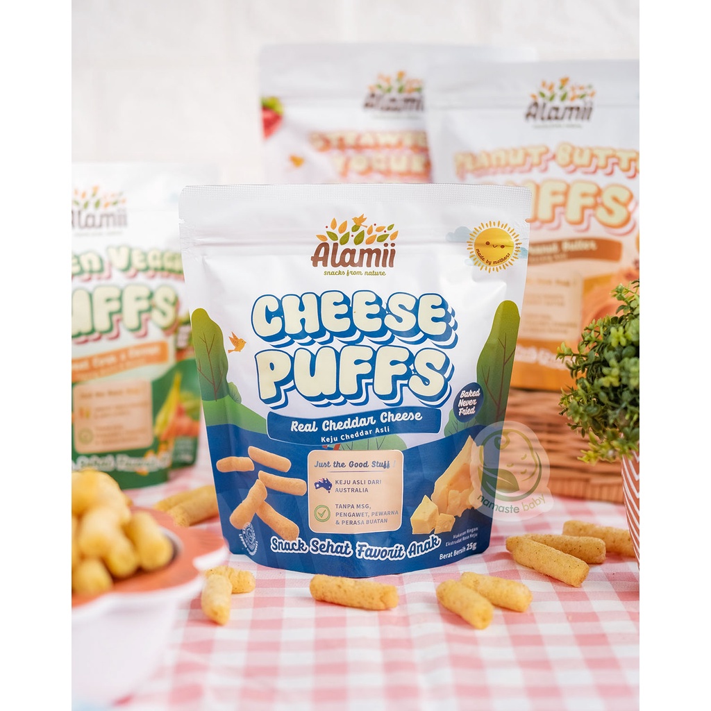 Castle - Alamii Puff Snack Bayi dan Anak Cemilan Mpasi 25gr - Peanut Butter - Strawberry Yogurt - Cheese - Golden veggie