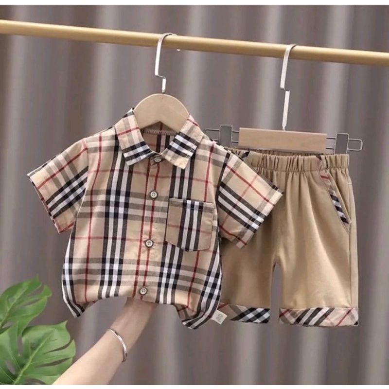 setelan kemeja blubabrry anak bayi size 1-5 tahun bahan katun premium lembut/ setelan kemeja anak laki laki/ setelan kemeja anak cowo/ kemeja anak terbaru