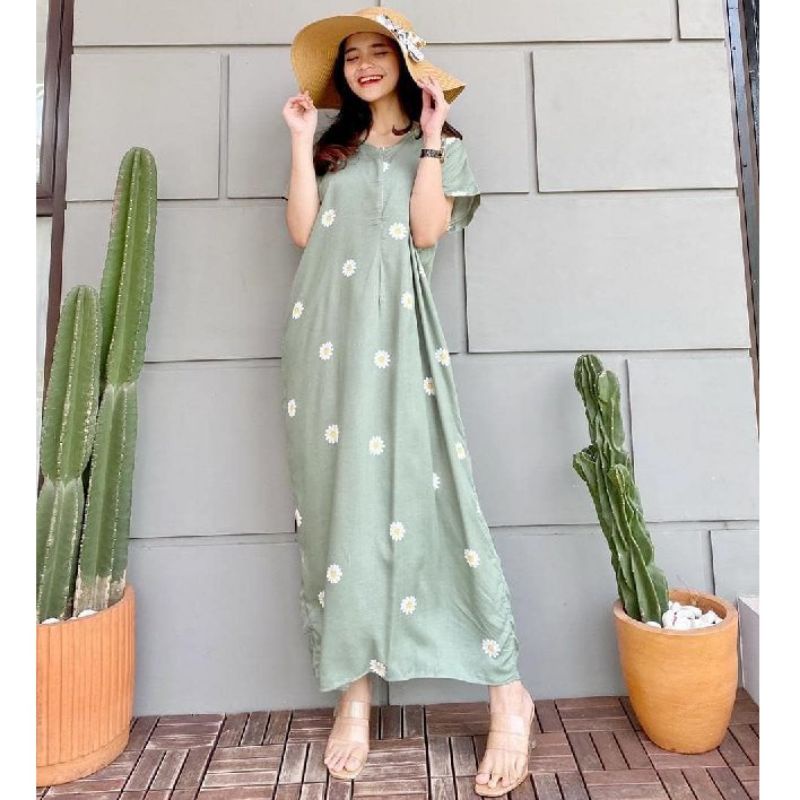 Daster RAYON  BUSUI  HABEL  SEMATA KAKI/SELUTUT  lengan pendek/Asli termurah-Long SHASTA