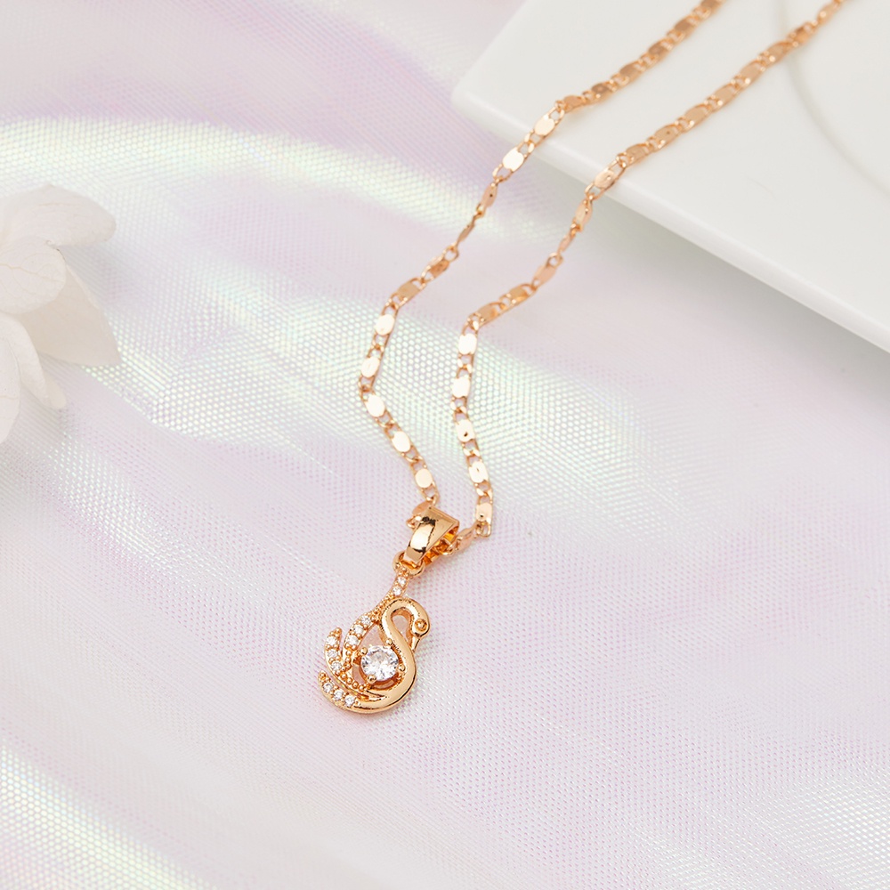 Y384【Pengiriman di tempat】Kalung Titanium Swan Korea Original Liontin Angsa Untuk Wanita Aksesoris Necklace Lapis Emas Liontin