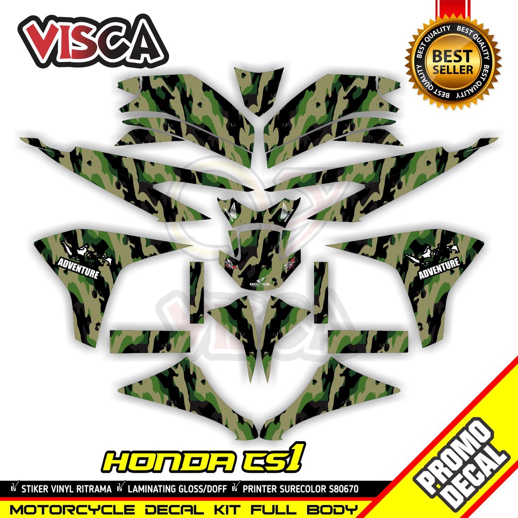 Decal Cs1 Full Body Stiker Cs1 Full Body Striping Cs1 Full Body Striping Honda Cs 1 Variasi Army