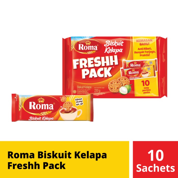 

Wafer-Biskuit- Roma Biskuit Kelapa Freshh Pack @23 Gr -Biskuit-Wafer.