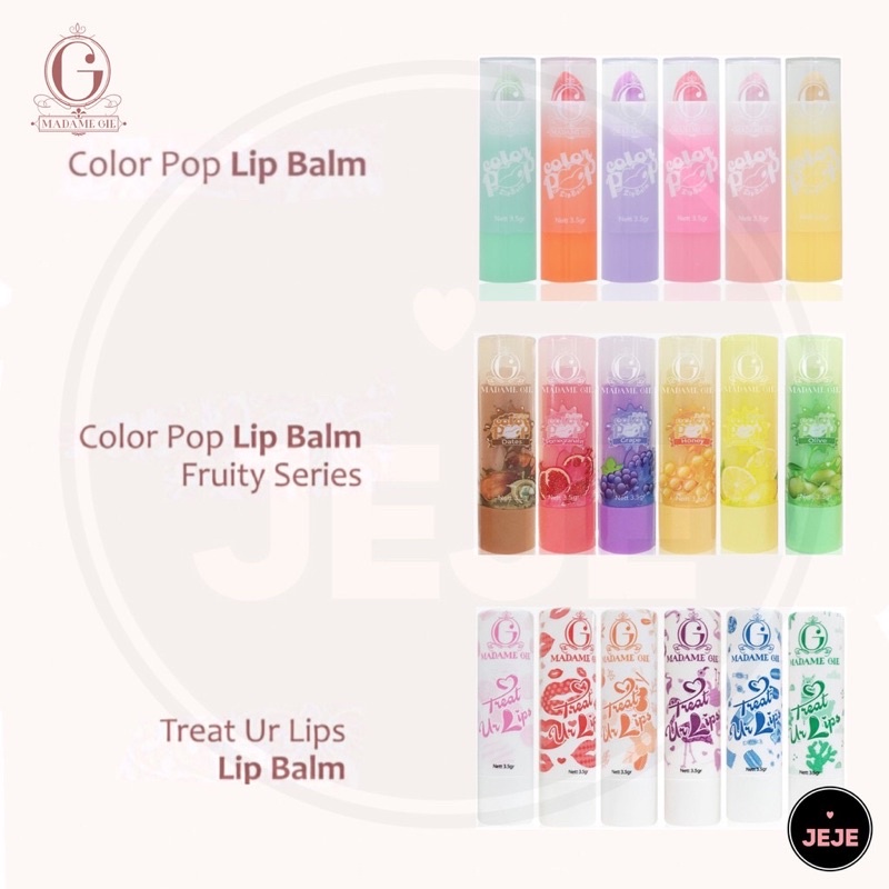 MADAME GIE Color Pop Lip Balm Fruity Series Indonesia / Pelembab Bibir 3.5g / Coconut Oil Beeswax Vitamin E / Aroma Manis Moisturise Ringan Melembabkan Pink Natural / Lipstick Lips Makeup Make Up Gincu / Skincare Face Treatment Perawatan Kulit Treat Ur