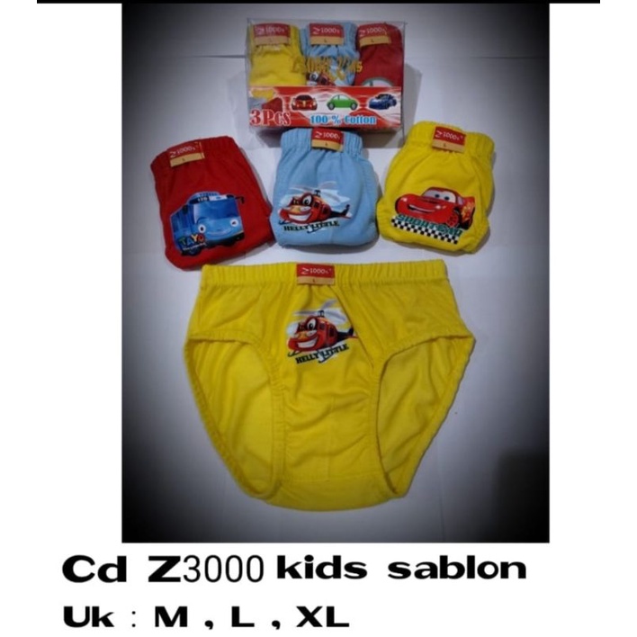 Z3000S - Celana Dalam Anak Laki, Bahan Katun, Bergambar