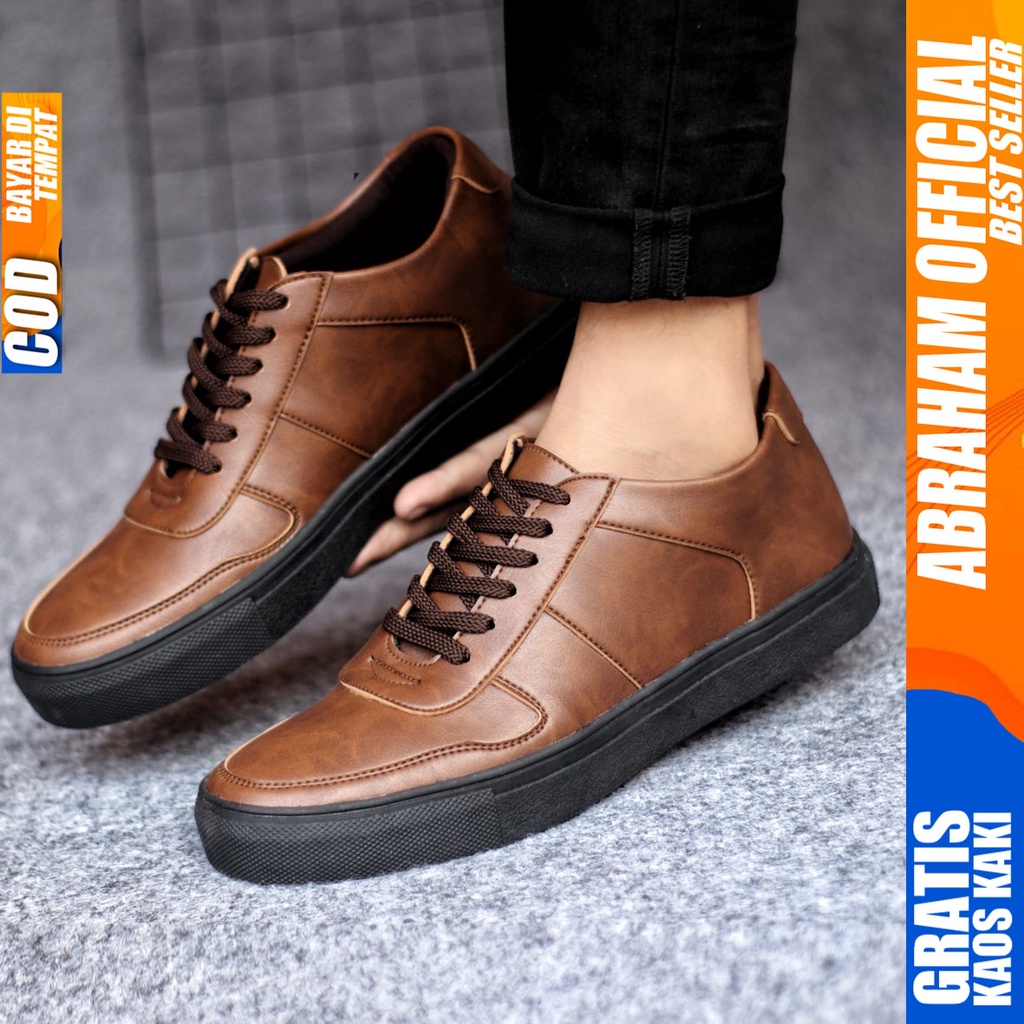 ABRHM x AUGUS Sepatu Casual Sneakers Pria Kulit Pu Original Kerja Kuliah Cowok