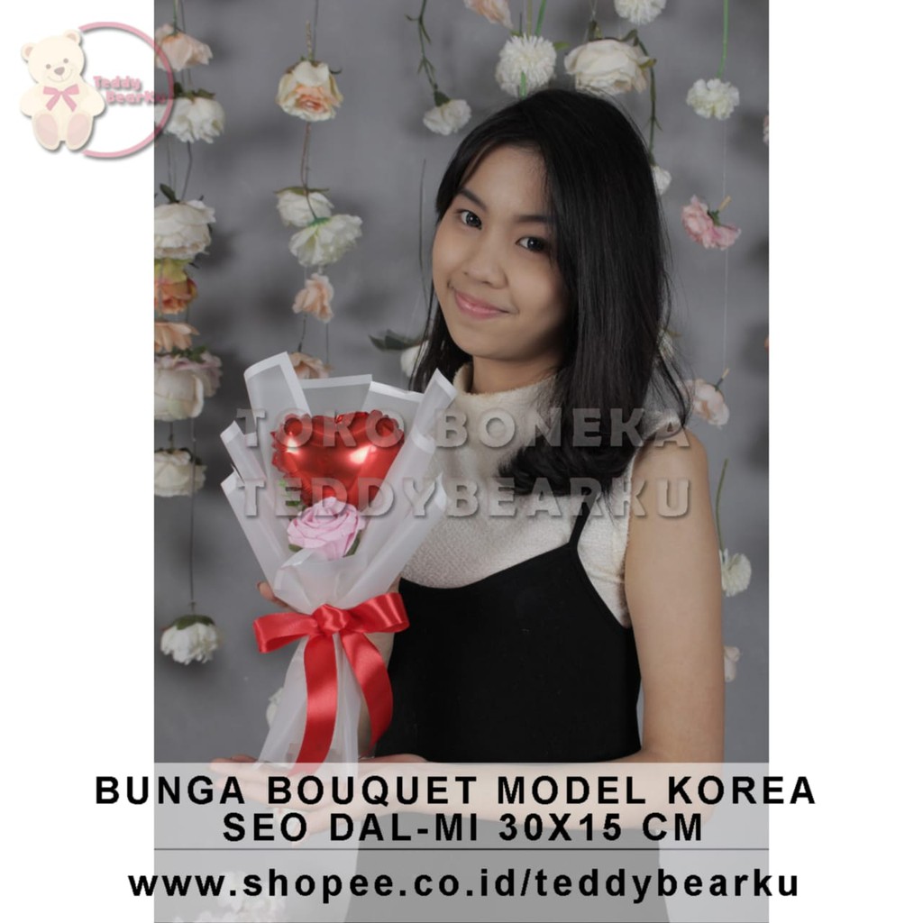 TERLARIS! BOUQUET BUKET BUNGA LOVE MODEL KOREA SEO DAL-MI KADO VALENTINE / ULTAH / WISUDA / PACAR