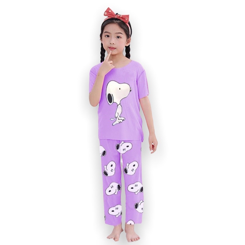 Baju Tidur Anak CP  Snoopy Perempuan dan Laki Usia 2 - 7 Tahun Stelan Celana Panjang