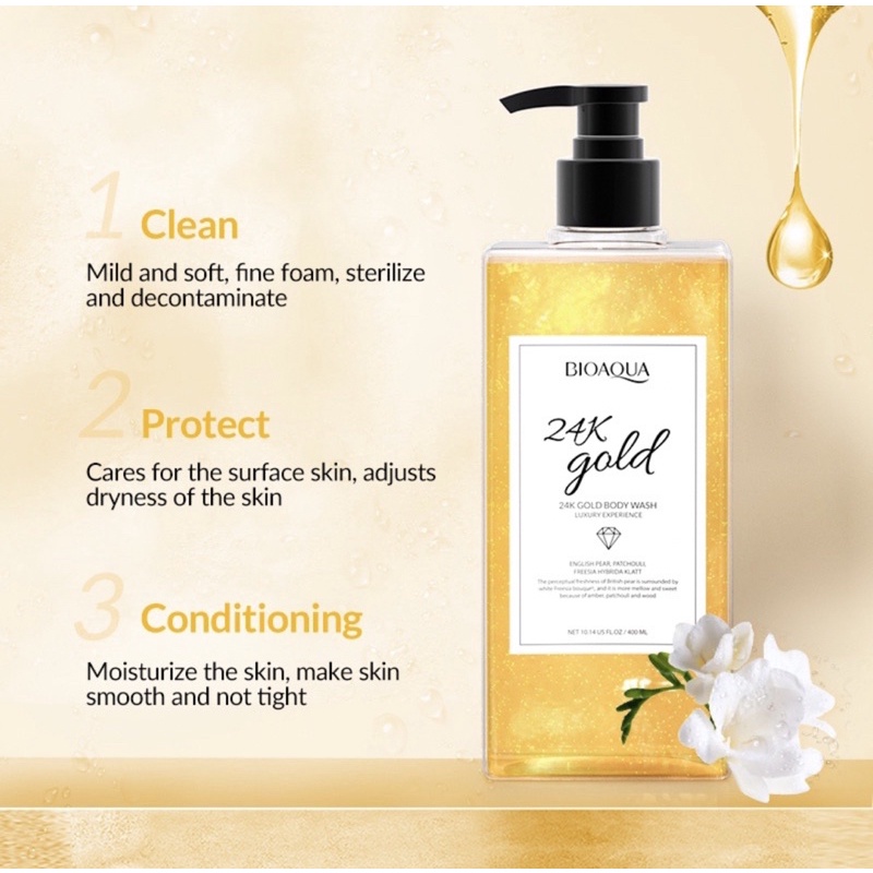 BIO AQUA - 24K GOLD BODY WASH ENGLISH PEAR