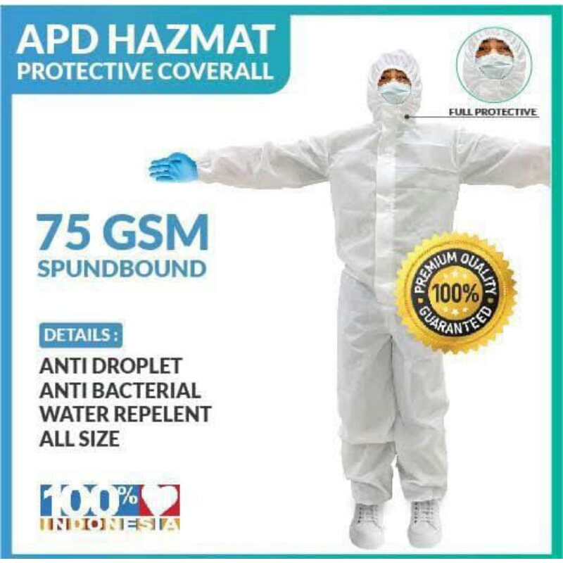 Apd MEDIS WATERPROOF HAZMAT DISPOSABLE BOHO COVERALL JUMBO BAJU MEDIS TANPA SHOE COVER
