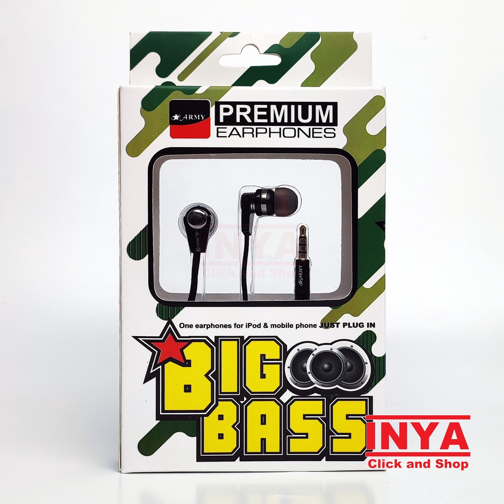 ARMY BIG BASS PREMIUM EARPHONES - For DC 3.4mm Interface