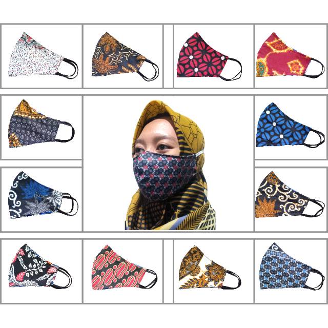 Masker Batik Masker Kain Batik 3ply Masker Kain Batik 2ply Masker Batik Earloop Masker Kain Hijab