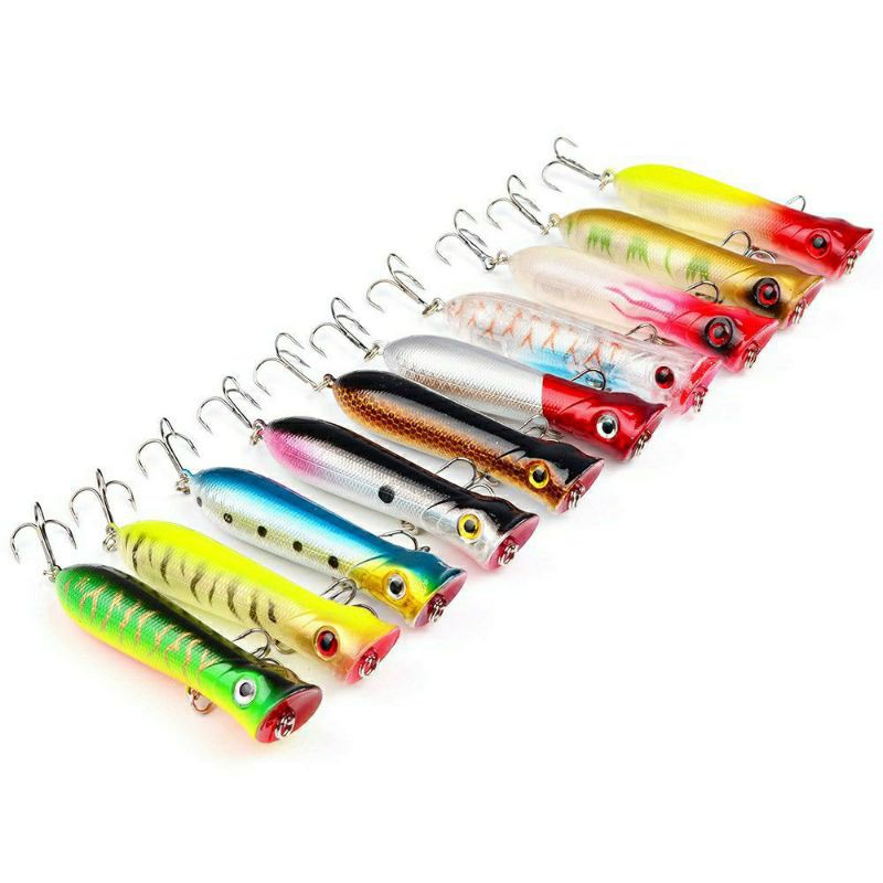 (P04) 11g/8cm Float Popper Fishing Lure Mouth Hard Bait troll top-water Minnow Treble Hook Artificial Bait