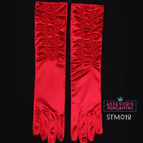 [LIMITED] SARUNG TANGAN PENGANTIN SATIN AKSESORIS PESTA WEDDING GLOVES MERAH STM012