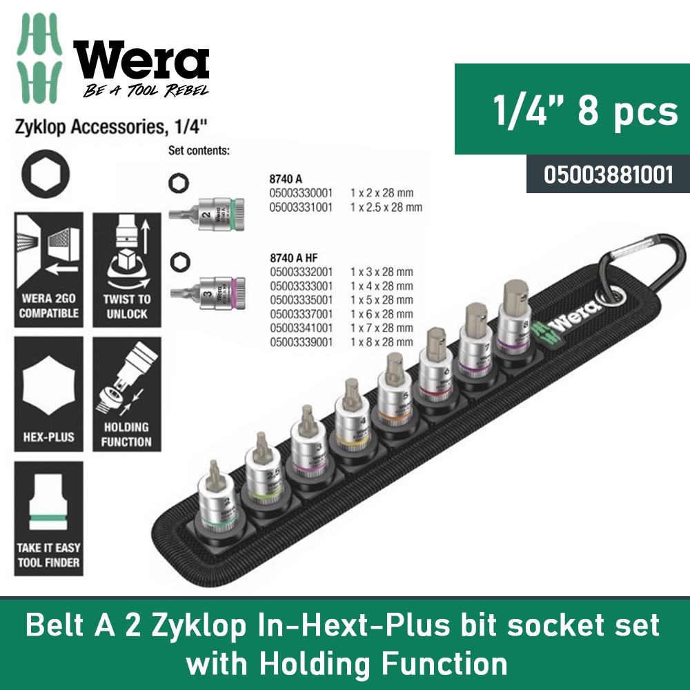 Myhomey Socket Hex-Plus Wera 05003881001 Zyklop In HexPlus Bit Socket Set 1/4"