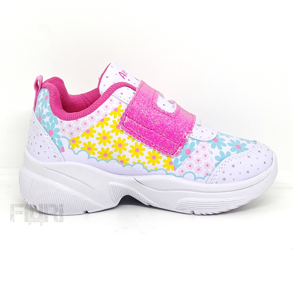FIURI - ANDO ORIGINAL - MAGICAL FLOWER PEREKAT 29-32 PUTIH PINK BIRU - SEPATU SNEAKERS KANVAS SOL KARET ANAK KECIL PEREMPUAN  - SEPATU BERMOTIF BUNGA KETS LUCU FASHION TRENDY - SEPATU SEKOLAH PAUD TK KRETEKAN PEREKAT CEWEK PROMO DISKON BONUS KAOS KAKI