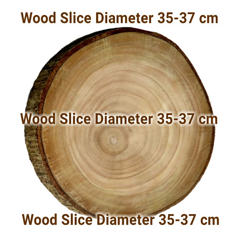 Wood slice diameter 35-37 cm dekorasi craft wooden log nampan kayu