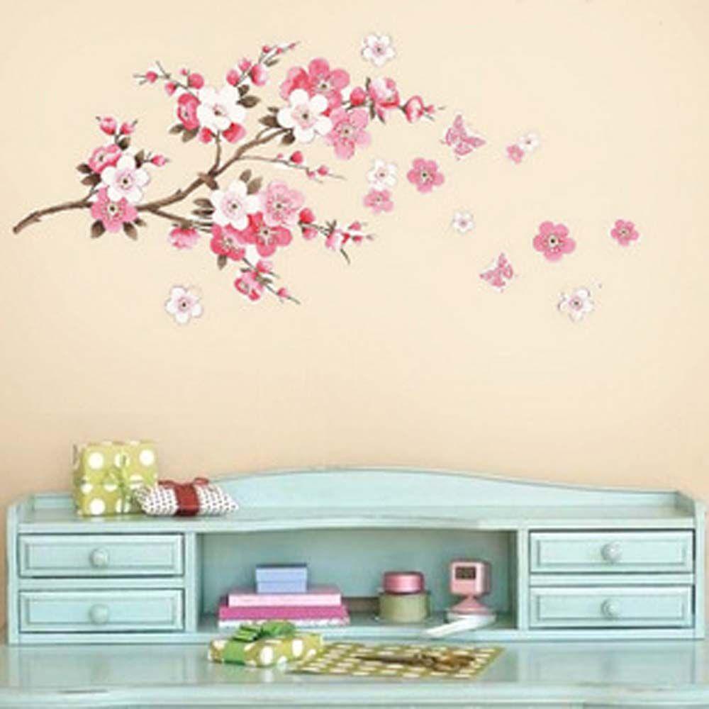 [Elegan] Mural Stiker Jendela Removable Lukisan Cina Kupu-Kupu Plum Blossom Dekorasi Rumah Kamar Tidur Seri Alam Dekorasi Wall Art