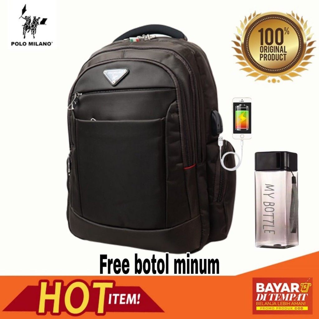 BIG SALE TAS IMPORT PRIA POLO MILANO - 88336 - RANSEL TERBARU FREE BOTOL - TAS ANTI AIR MURAH