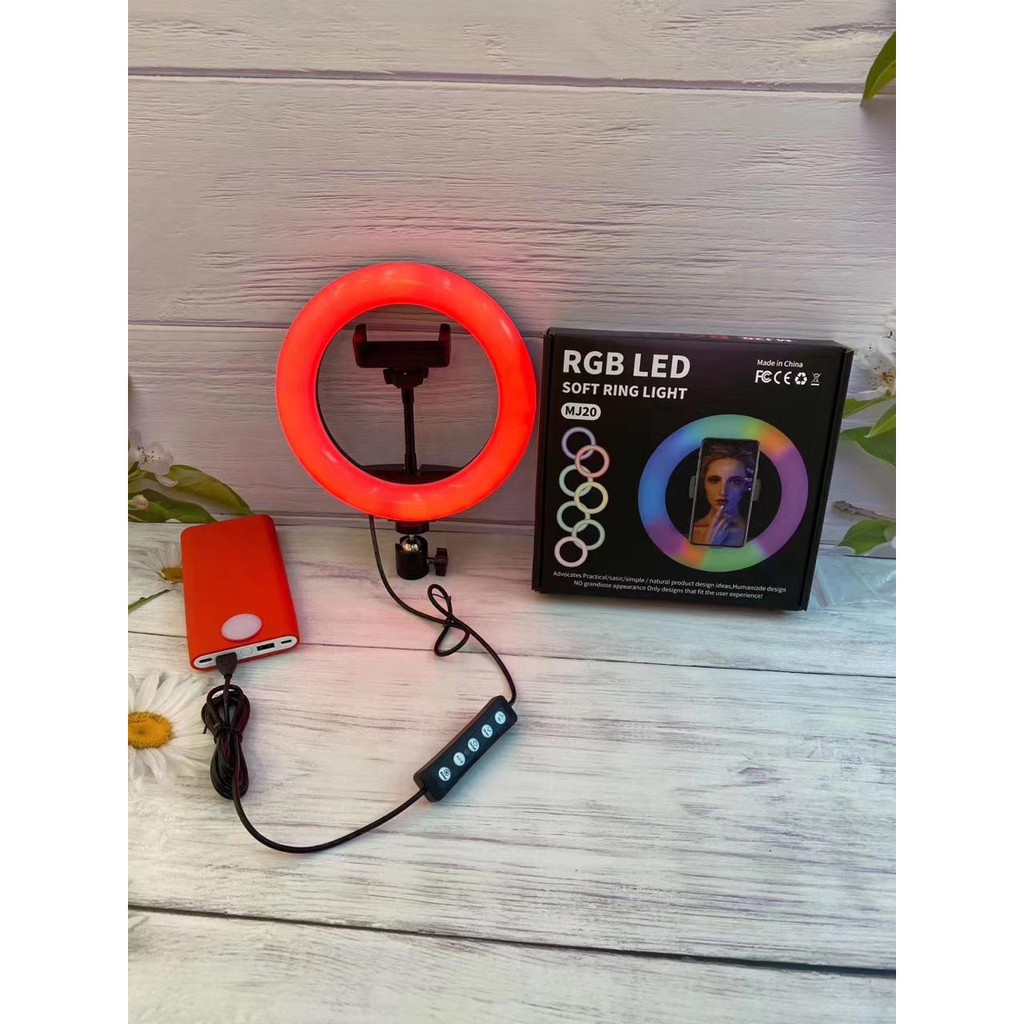 Soft Ring Light RGB LED MJ20 / Lampu Selfie Studio Photo ( 8 Inch / 20 cm )