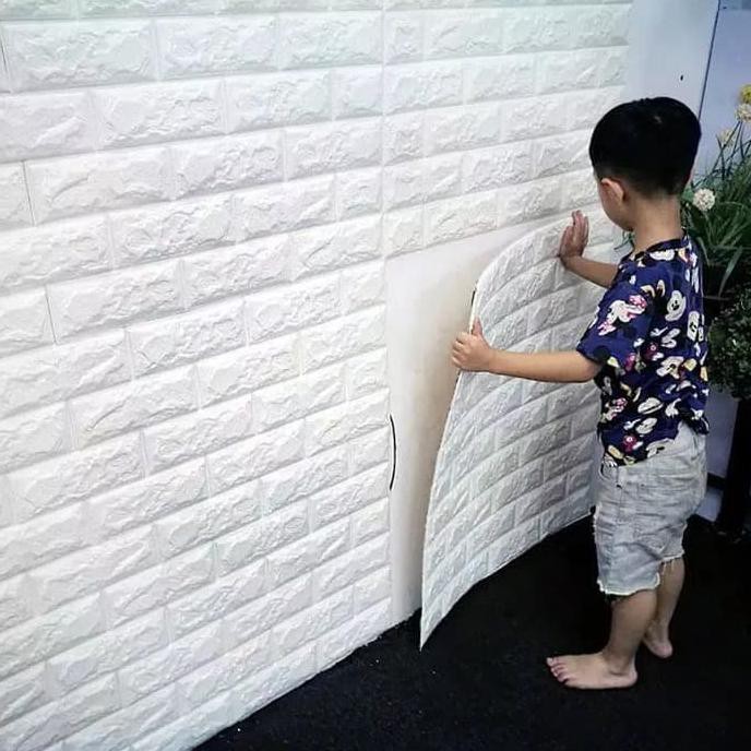 Wallpaper Foam 3D Brick Foam Panel Bata Stiker Dinding Tempel - BABY PINK
