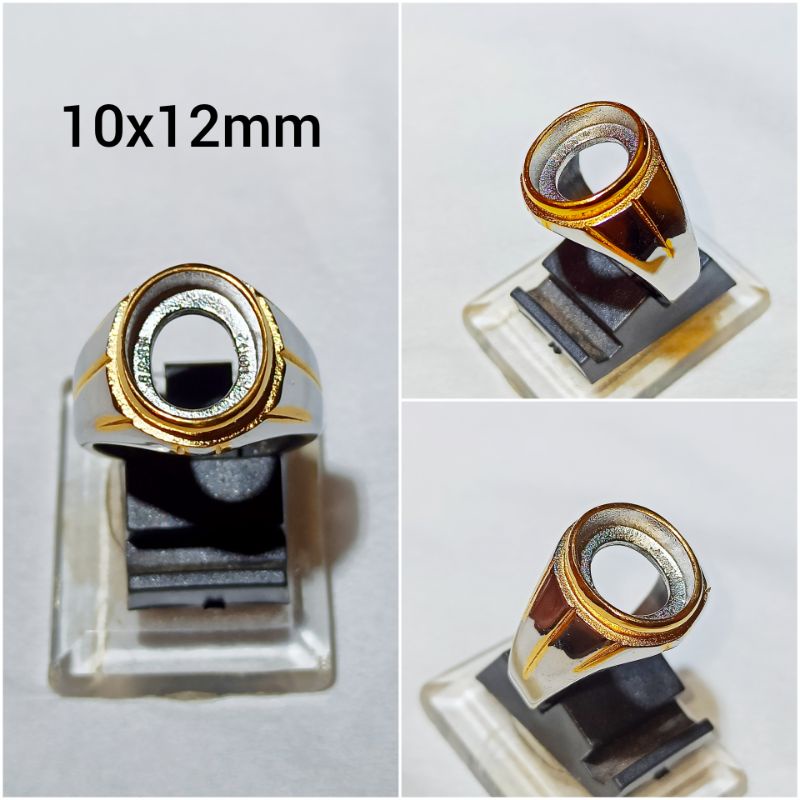 CINCIN/EMBAN/RING TITANIUM RR/BA 10x12mm Warna kombinasi hitam dan kuning,silver