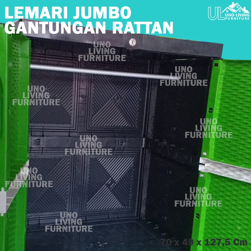 JUMBO - LEMARI PLASTIK SERBAGUNA ROTAN FULL KUNCI FULL KUNCI RATTAN LEMARI GANTUNGAN LEMARI PAKAIAN PLASTIK