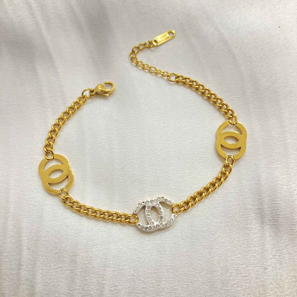 Gelang Wanita Titanium Steel Anti Karat Perhiasan Fashion Wanita Korea
