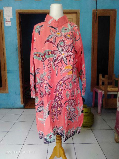 Batik Tunik Shibori Jumputan Terbaru All Size 106cm / Hrb026 Yelbor Navbor / Biru Putih / Original..