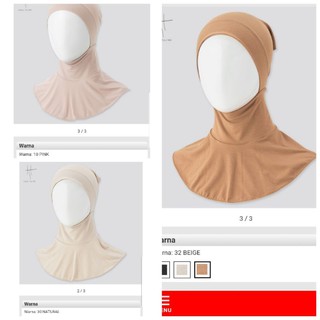 UNIQLO AIRISM HANATAJIMA Ciput Ninja / Bandana Inner Hijab