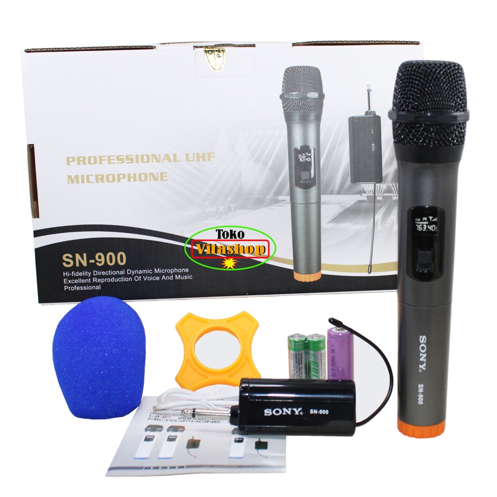 MIC WIRELESS SONY SN-900 MICROPHONE MIK KARAOKE WERLES TANPA KABEL