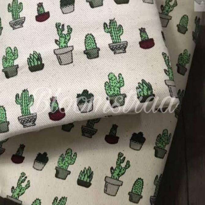 Kain Kanvas kaktus canvas meteran motif cactus bahan succulent 0,5m