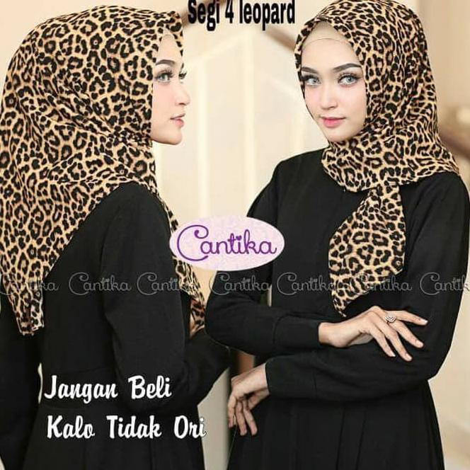 New Segiempat Leopard. Jilbab Cantika. Hijab Square. Kerudung Macan Segi4