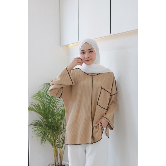 BUBA BASIC (Ld 120) - Atasan Blouse Polos Bahan Wafer Oversize