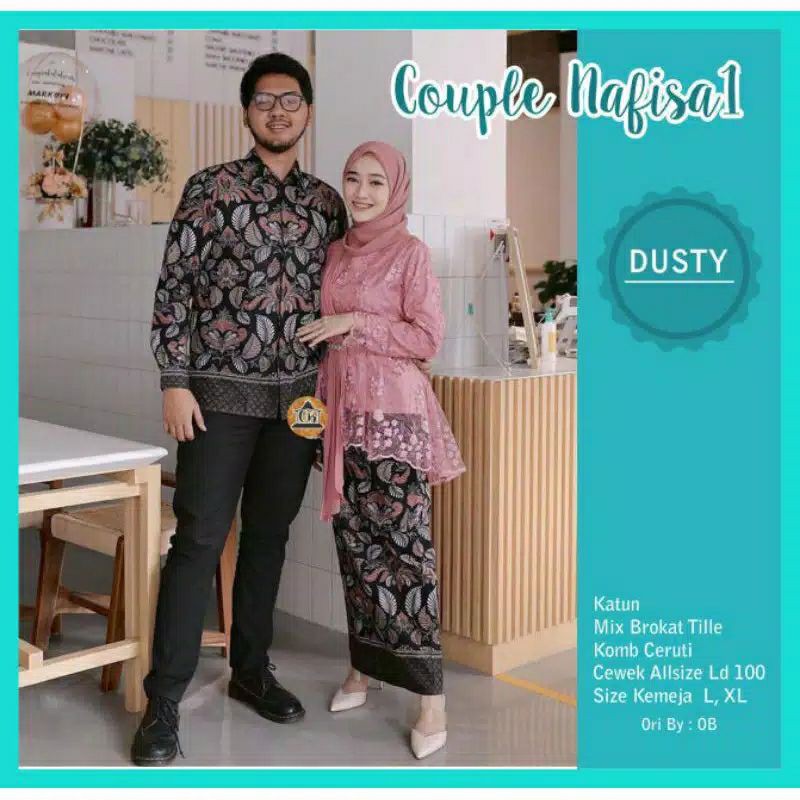 KEBAYA COUPLE SEMI PRANCIS Katun BAHAN KEBAYA SEMI FRANCE CORNELI COUPLE DANILLA BATIK COUPLE Pink-Dusty pink