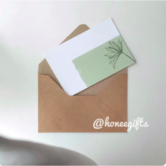 

Blank post card kartu kosong gambar daun bunga nuansa hijau ucapan