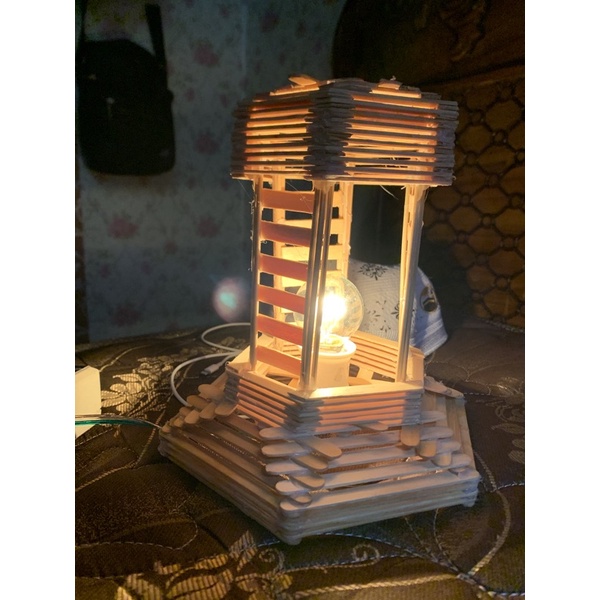 Kerajinan tangan lampu tidur dengan mengunakan stik eskrim