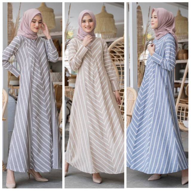 Line dress comfortable hijab denim S,L Oreo S cream brulee L