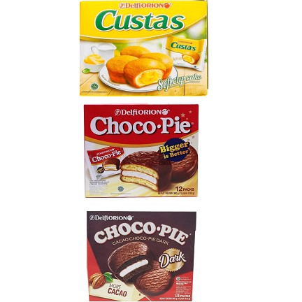 

DELFI ORION CHOCO PIE / DARK CHOCO PIE / CUSTAS ( isi 12 packs )