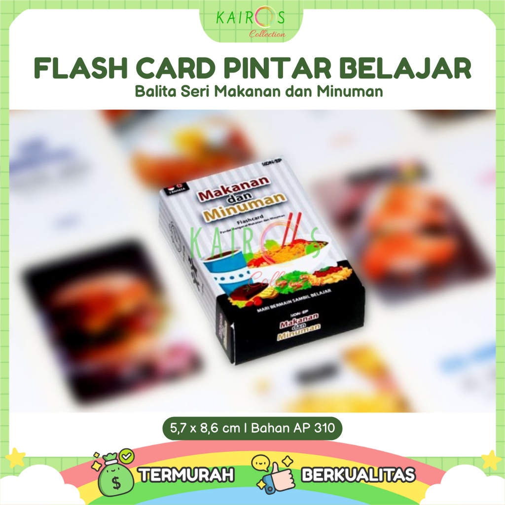 Flashcard /Flash card Kartu Pintar Belajar Balita Seri Makanan dan Minuman