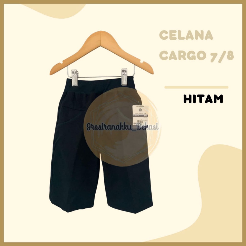 Celana Cargo Anak 7/8 Kekinian Hitam Size 3-5Tahun