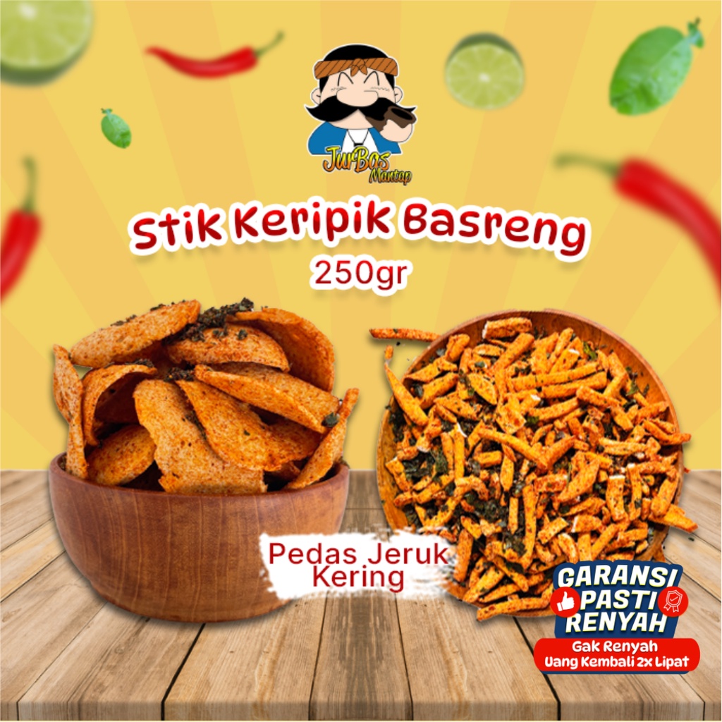 Basreng Pedas Jeruk Kering Ukuran 250gr Stik Keripik Makanan Ringan