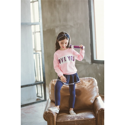 Sweater Fleece Anak Perempuan 3-9 tahun / LOVE YOU Fleece Sweater