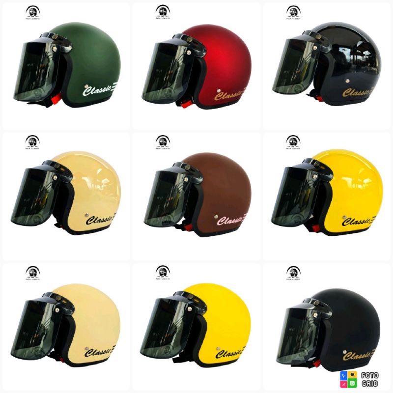 COD HELM BOGO DEWASA CLASIC GARIS  DEWASA POLOS GARIS KACA FLAT DATAR DAN KACA CEMBUNG-3