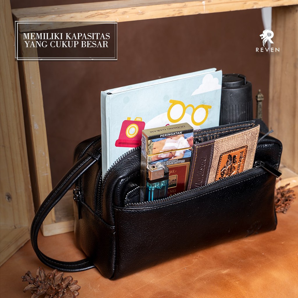 REVEN LEATHER - Tas Clutch Pria Kulit Asli Executive Pouch Bag