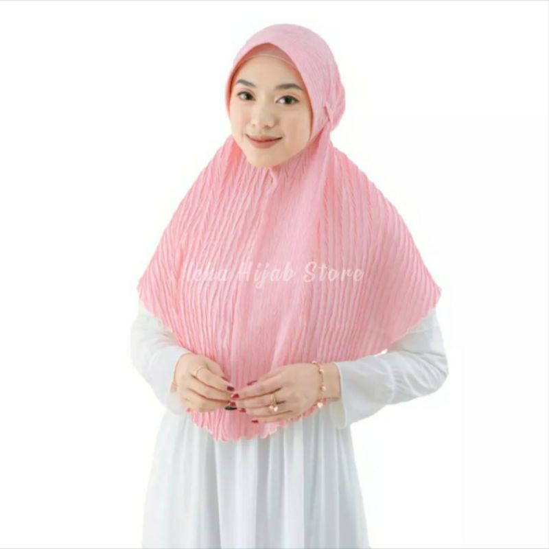 Hijab Khimar Padi Tali- Kerudung Instan Plisket Padi Jilbab Pet Antem Tali Diamond Original Murah