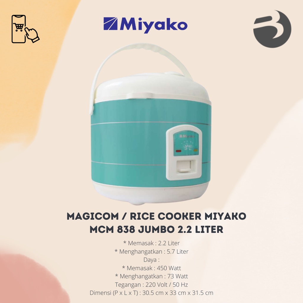 Magic Com Rice Cooker Miyako 2.2 Liter MCM-838 / MCM838