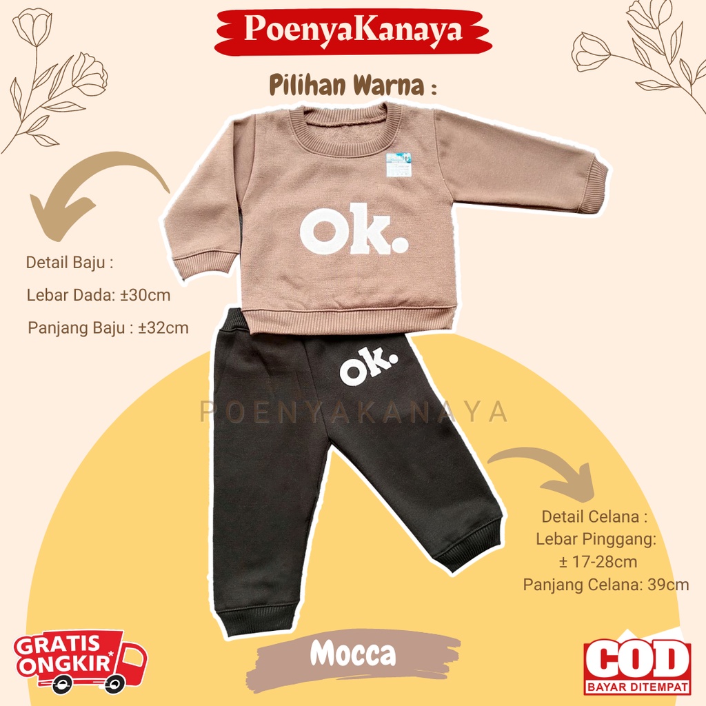 Setelan Sweater Jaket Bayi Anak Panjang OK HBc Size 6-18 Bulan SPY85