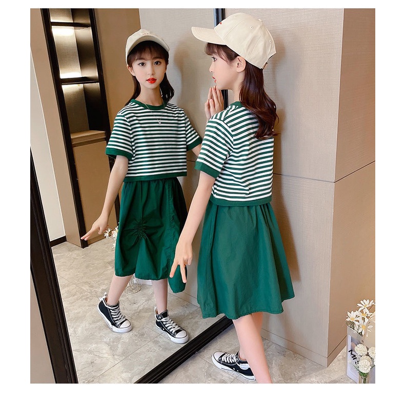 【Happy Baby】5-12tahun QZ-77 Setelan Dress Motif Simple tapi Elegant  PREMIUM QUALITY