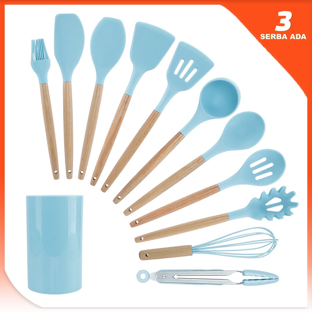 Alat Masak Set Tahan Panas / Kitchen Tools Set Gagang Kayu / Peralatan Masak Set Tahan Panas