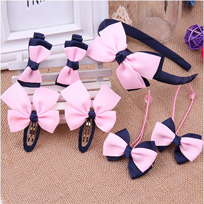 7Pc Set Bandana + Jepitan + Karet Rambut Anak Gaya Korea Fashion Hair Clip Bando Korean Kid